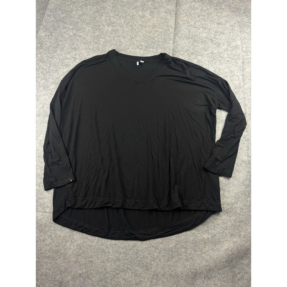 NORDSTROM Modal Blend Long Sleeve V Neck T Shirt Black Relaxed Cozy Women's M